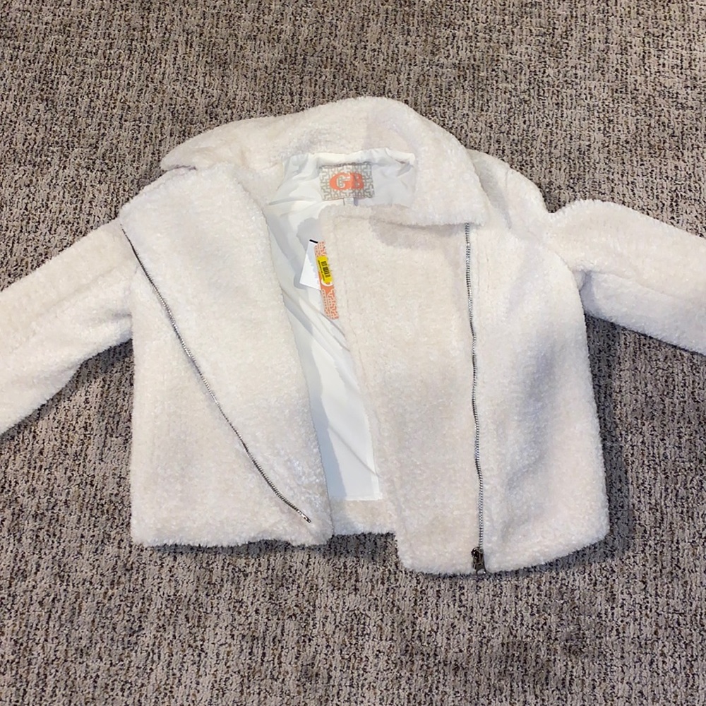 White/cream Gianni bini fuzzy dress jacket
